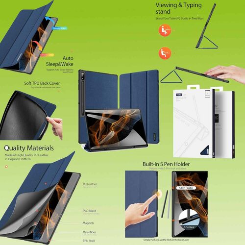F�r Samsung Galaxy Tab S8 Ultra Tasche Blau H�lle Etuis Design DUX DUCIS Smart Cover Case Schutz Kappe aufstellen 