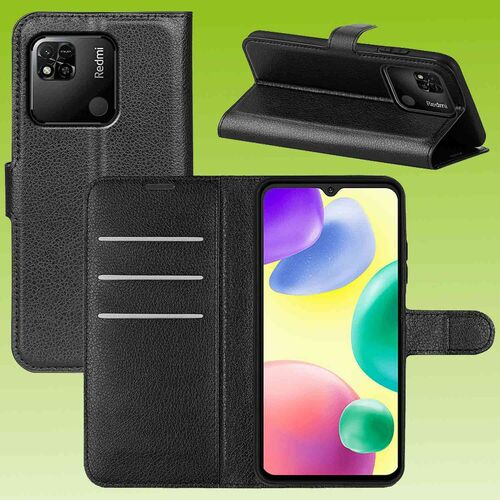 F�r Xiaomi Redmi 10A Handy Tasche Wallet Premium Schutz H�lle Case Cover Etuis Neu Zubeh�r Schwarz