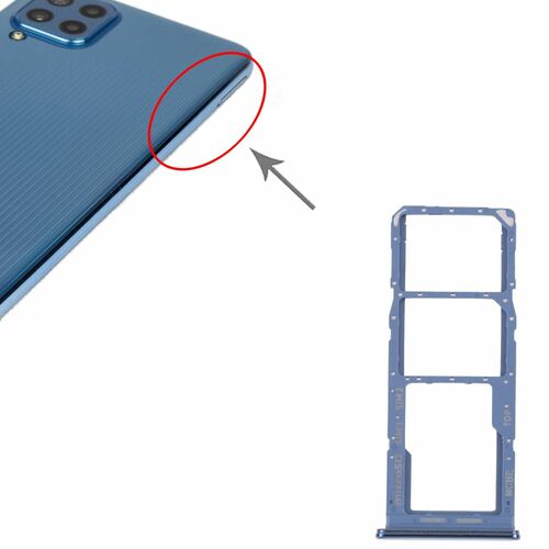 Dual Sim + Micro SD Karten Halter Adapter f�r Samsung Galaxy M32 5G Ersatzteil Blau