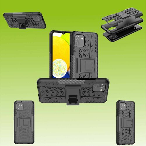 F�r Samsung Galaxy A03 Hybrid Case 2teilig Outdoor Schwarz Tasche H�lle Cover Schutz