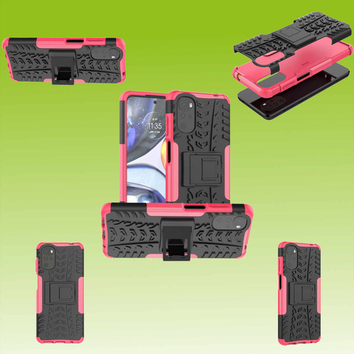 F�r Motorola Moto G22 Hybrid Case 2teilig Outdoor Pink Tasche H�lle Cover Schutz