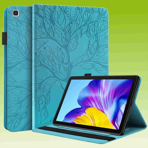 F�r Samsung Galaxy Tab A7 Lite 2021 8.7 Baum Muster Blau Kunstleder H�lle Cover Tasche Case Neu