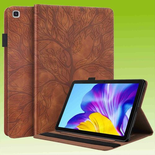 F�r Samsung Galaxy Tab A7 Lite 2021 8.7 Baum Muster Braun Kunstleder H�lle Cover Tasche Case Neu
