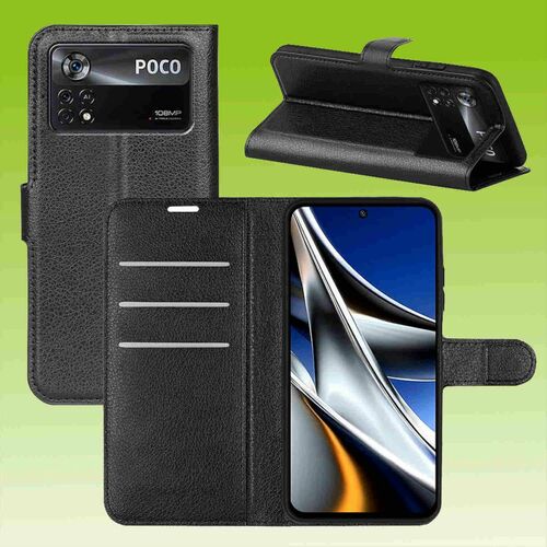 F�r Xiaomi Poco X4 Pro 5G Handy Tasche Wallet Premium Schutz H�lle Case Cover Etuis Neu Zubeh�r Schwarz