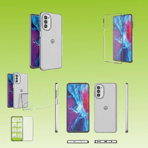 F�r Motorola Moto G52 Silikoncase TPU Transparent + 0,26 H9 Glas Handy Tasche H�lle Schutz Cover