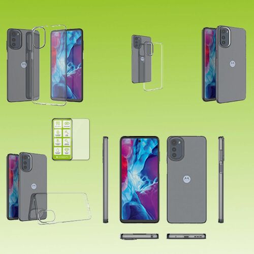 F�r Motorola Moto E32 Silikoncase TPU Transparent + 0,26 H9 Glas Handy Tasche H�lle Schutz Cover