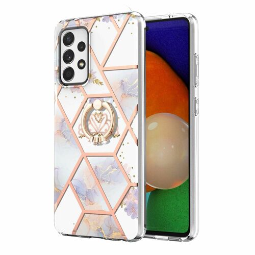 F�r Samsung Galaxy A53 5G Silikon Case TPU mit Ring Marble Flower Motiv 3 Schutz H�lle Cover