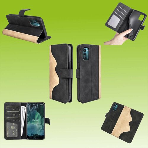 F�r Nokia G21 / G11 Design Handy Tasche Wallet Premium Schwarz Schutz H�lle Case Cover Etuis Neu Zubeh�r