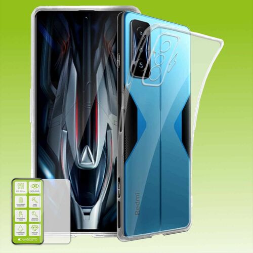 F�r Xiaomi Poco F4 GT Silikoncase TPU Transparent + 0,26 H9 Glas Handy Tasche H�lle Schutz Cover