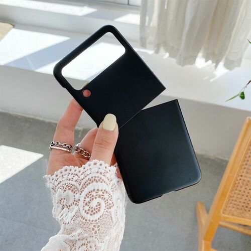 F�r Samsung Galaxy Z Flip4 5G Design Hart Cover Handy Tasche H�lle Etuis Schwarz