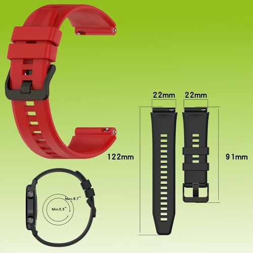 F�r Honor Watch GS 3 / GS3 Kunststoff / Silikon Armband Watch Uhr Rot Ersatz Arm Band
