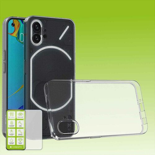 F�r Nothing Phone 1 Silikoncase TPU Transparent + 0,26 H9 Glas Handy Tasche H�lle Schutz Cover