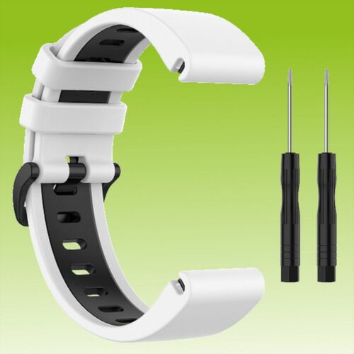 F�r Garmin Fenix 6X / 6X Pro Kunststoff / Silikon Armband-Schutz Watch Uhr Wei� / Schwarz Ersatz Arm Band