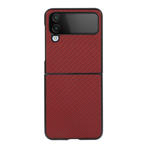 F�r Samsung Galaxy Z Flip4 5G Carbon Kunststoff Silikon Cover Handy Tasche H�lle Etuis Rot