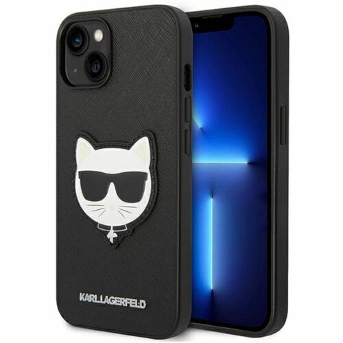 Karl Lagerfeld Schutzh�lle f�r Apple iPhone 14 Plus Schwarz Saffiano Ikonik H�lle Case Cover Etui
