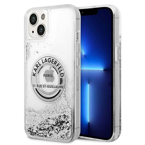 Karl Lagerfeld Hard Case Liquid Glitter RSG Apple iPhone 14 Plus Case Schutzh�lle Silber