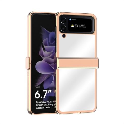 F�r Samsung Galaxy Z Flip4 5G Electroplating Kunststoff Silikon Cover Handy Tasche H�lle Etuis Rose Gold