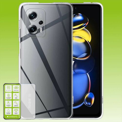 F�r Xiaomi Poco X4 GT 5G Silikoncase TPU Transparent + 0,26 H9 Glas Handy Tasche H�lle Schutz Cover