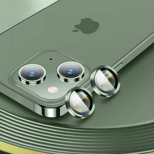 Metal Ring Camera Tempered Glas Film f�r Apple iPhone 14 Panzer Zubeh�r Glas Gr�n