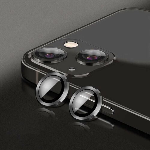 Metal Ring Camera Tempered Glas Film f�r Apple iPhone 14 Panzer Zubeh�r Glas Grau