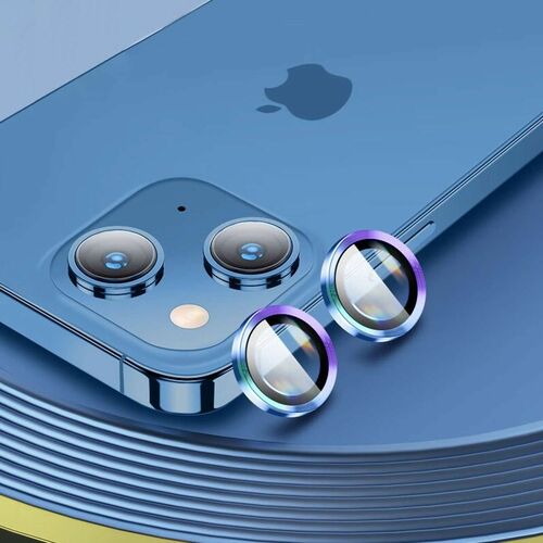 Metal Ring Camera Tempered Glas Film f�r Apple iPhone 14 Panzer Zubeh�r Glas Rainbow