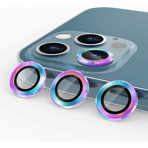 Metal Ring Camera Tempered Glas Film f�r Apple iPhone 14 Pro Max / 14 Pro Panzer Zubeh�r Glas Rainbow