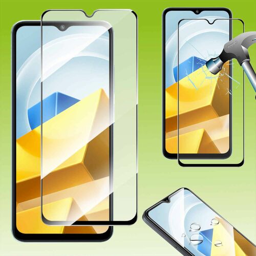 F�r Xiaomi Poco M5 2x 3D Premium 0,3 mm H9 Hart Glas Schwarz Folie Schutz H�lle Neu