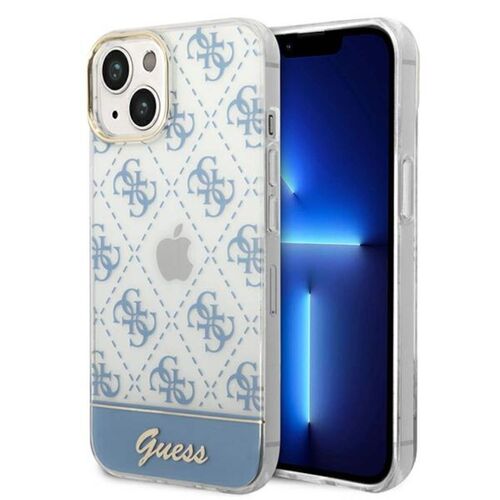 Guess 4G Pattern Script Collection Hardcase H�lle Cover f�r Apple iPhone 14 Plus Blau