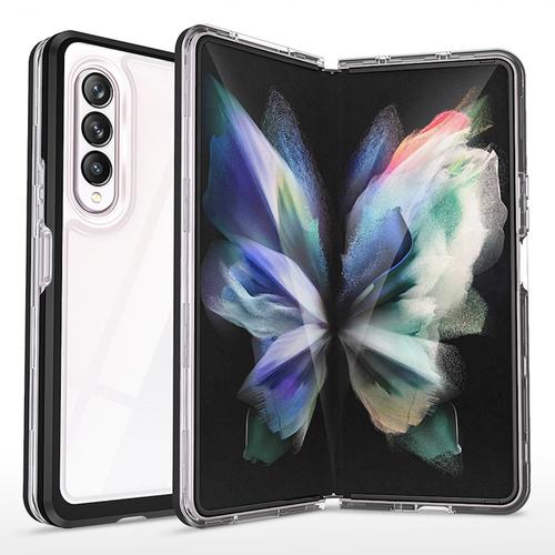 F�r Samsung Galaxy Z Fold4 5G 360 Grad Schock Durchsichtig Acrylic + PC + TPU Cover Handy Tasche H�lle Etuis Schwarz