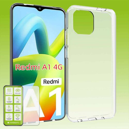F�r Xiaomi Redmi A2 / A1 Silikoncase TPU Transparent + 0,26 H9 Glas Handy Tasche H�lle Schutz Cover