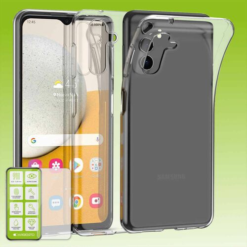F�r Samsung Galaxy A14 5G / 4G Silikoncase TPU Transparent + 0,26 H9 Glas Handy Tasche H�lle Schutz Cover