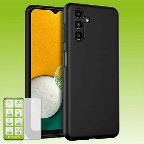 F�r Samsung Galaxy A14 5G / 4G Silikoncase TPU Schwarz + 0,26 H9 Glas Handy Tasche H�lle Schutz Cover
