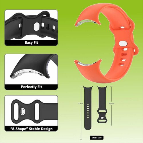 F�r Google Pixel Watch 3 41mm / 2 / 1 Silikon Armband Gr��e S Orange