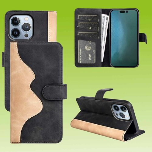 F�r Apple iPhone 14 Pro Max Design Handy Tasche Schwarz H�lle Etuis