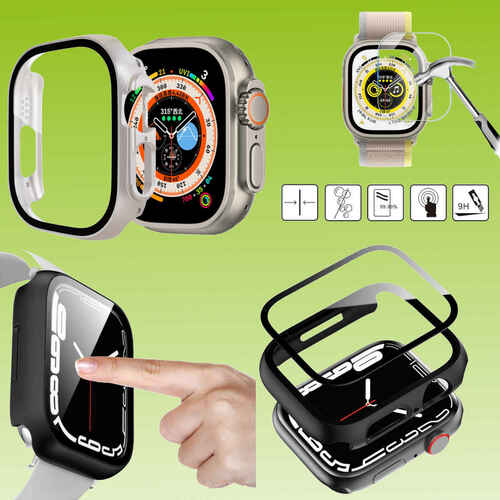 F�r Apple Watch Ultra 1 + 2 49mm Watch H�lle Cover Case + H9 Hart Glas