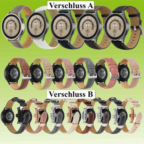 F�r Samsung Galaxy Watch FE 6 5 4 Normal Pro Classic Gr��en Kunstleder Armband