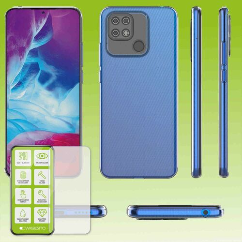 F�r Xiaomi Redmi 10C Silikoncase TPU Transparent + 0,26 H9 Glas Handy Tasche H�lle Schutz Cover