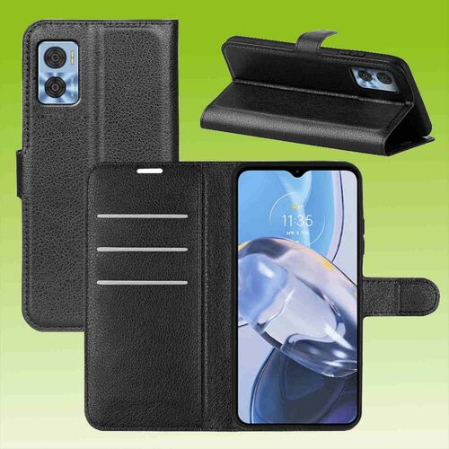 F�r Motorola Moto E22 Handy Tasche Wallet Premium Schutz H�lle Case Cover Etuis Neu Zubeh�r Schwarz