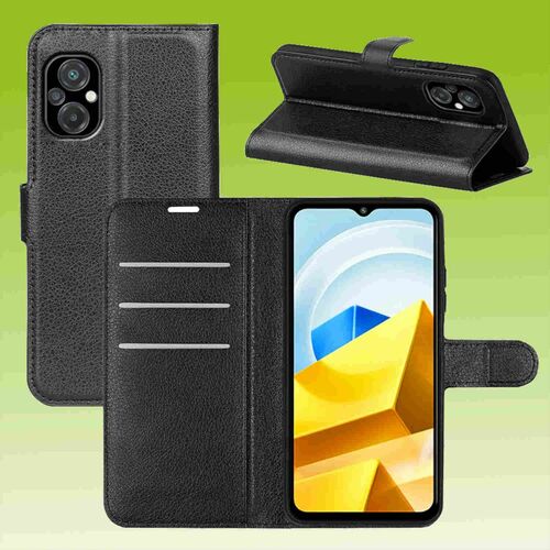F�r Xiaomi Poco M5 Handy Tasche Wallet Premium Schutz H�lle Case Cover Etuis Neu Zubeh�r Schwarz