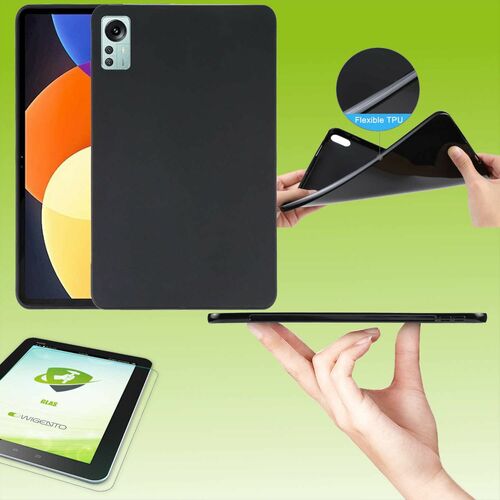F�r Xiaomi Mi Pad 5 Pro 12.4 2022 Schwarz H�lle Tablet Tasche Cover + H9 Hart Glas