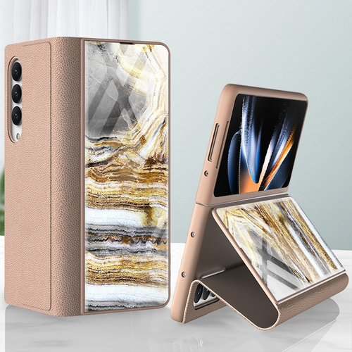 F�r Samsung Galaxy Z Fold4 5G Design Galvanik Marble Muster 4 All-round Anti-Fall Handy Tasche H�lle Etuis