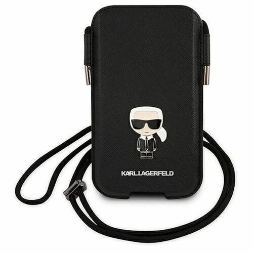 Karl Lagerfeld Torebka hardcase Saffiano Ikonik Kar `s Universal Handtasche f�r Smartphone 6,7 Schwarz