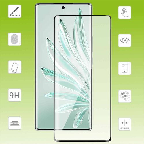 F�r Honor 80 4D Premium 0,3 mm H9 Curved Hart Glas Panzer Schwarz Folie Schutz H�lle Neu