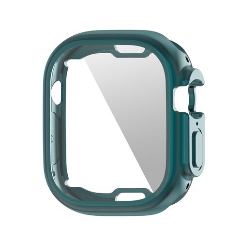 F�r Apple Watch Ultra 1 + 2 49mm Shockproof H�lle TPU + PET Folie Cyan