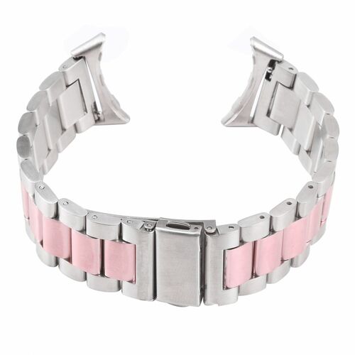 F�r Google Pixel Watch 3 41mm / 2 / 1 Stahl Metall Band Pink / Silber
