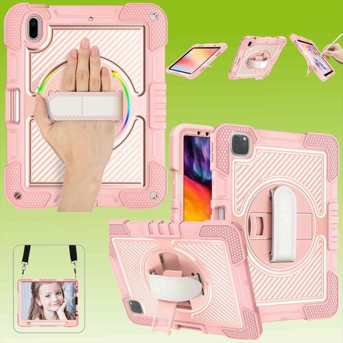 F�r Apple iPad Pro 11.0 2022 / 2021 / 2020 Hybrid Rosa 360 Grad mit Schlaufe Tablet Tasche Cover Schutz