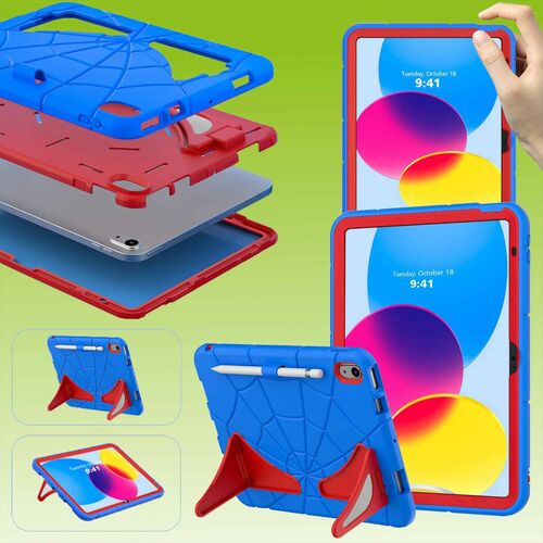 F�r Apple iPad 10.9 2022 10. Generation aufstellbares Outdoor Hybrid Blau / Rot Tablet Tasche Etuis Cover Case Schutz Robust Neu