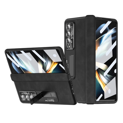 F�r Samsung Galaxy Z Fold4 5G All-inclusive 360 Grad Napa Magnetische Handy Tasche Etuis Schwarz Neu