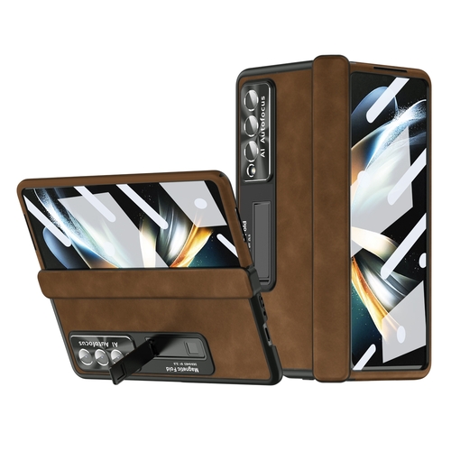 F�r Samsung Galaxy Z Fold4 5G All-inclusive 360 Grad Napa Magnetische Handy Tasche Etuis Braun Neu