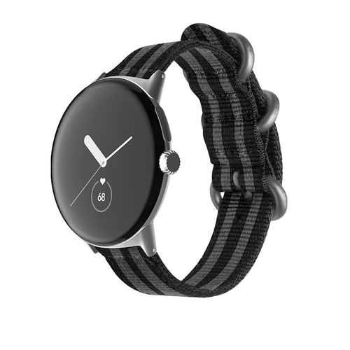 Fr Google Pixel Watch 3 41mm / 2 / 1 Nylon Armvand Schwarz / Grau